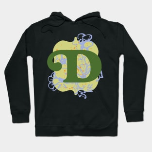 Monogram Letter D with Vintage Flower Graphic Hoodie